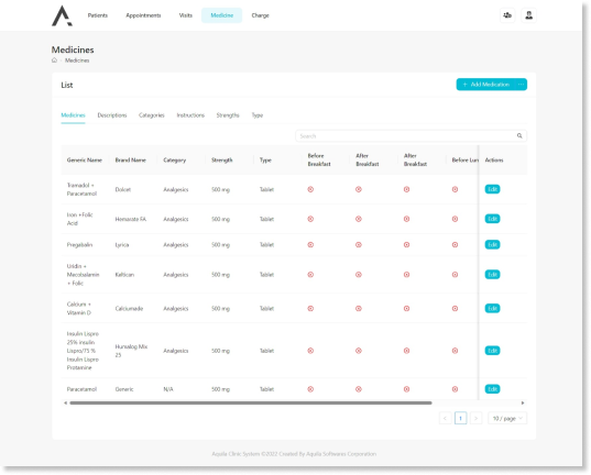 Aquila Clinic System Web Interface
